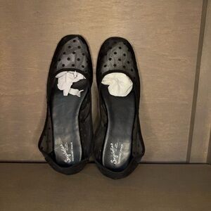 Anthropologie Seychelles Sheer Black Polka Dot Flats